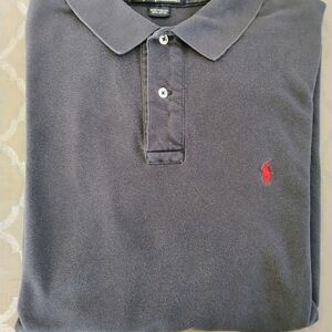VTG Ralph Lauren Long Sleeve Men's L Faded Dark Blue Polo Shirt